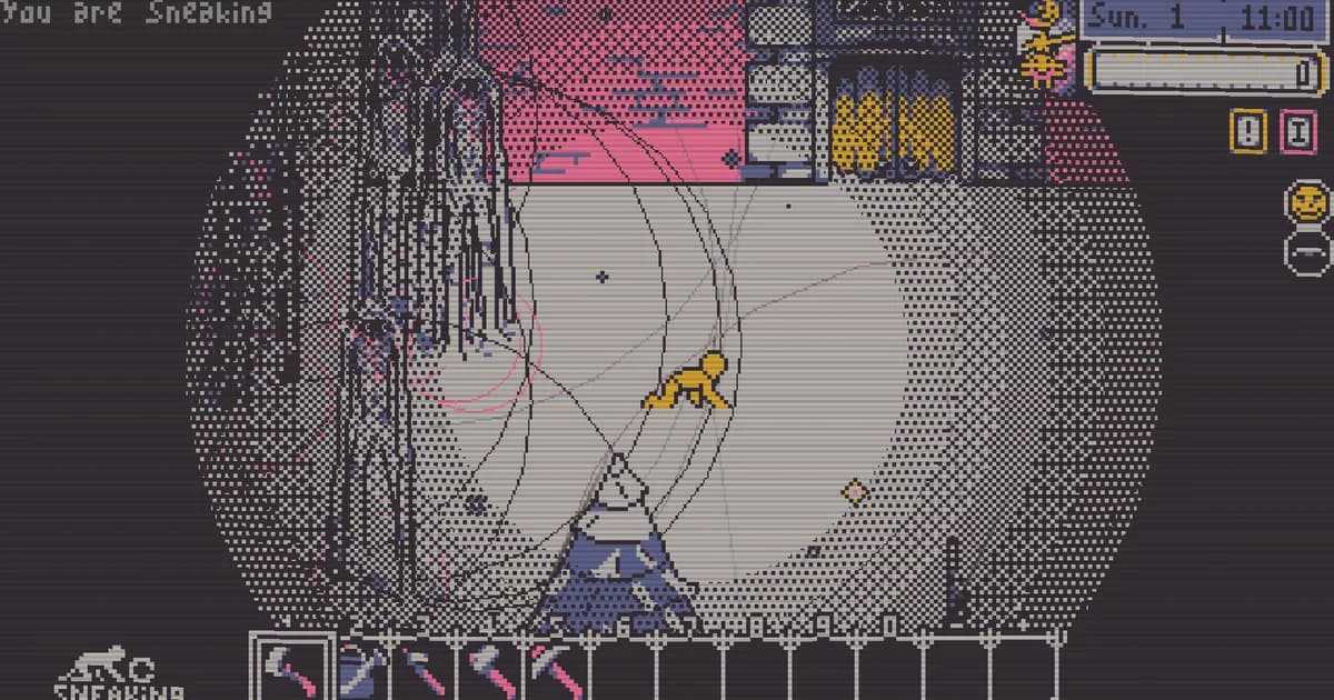 Besmirch pixel art fishing minigame showing a large fish on a dark pond