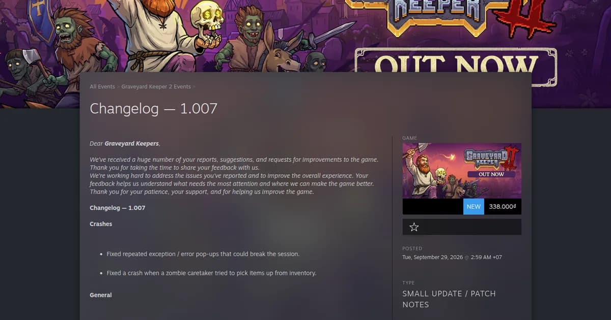 Graveyard Keeper 2 Patch Notes: Update 1.008 and More