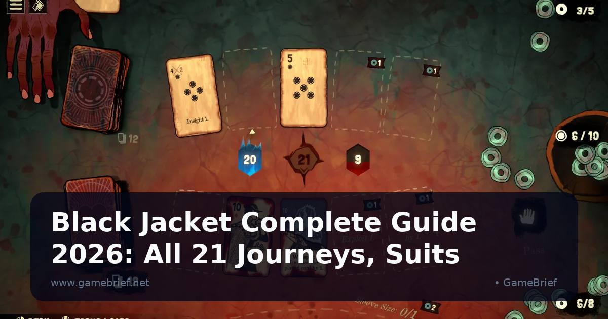 Black Jacket blackjack hand mid-round showing totals of 21 and 9, a card sleeve counter, and Soul coin totals on a scorched red table