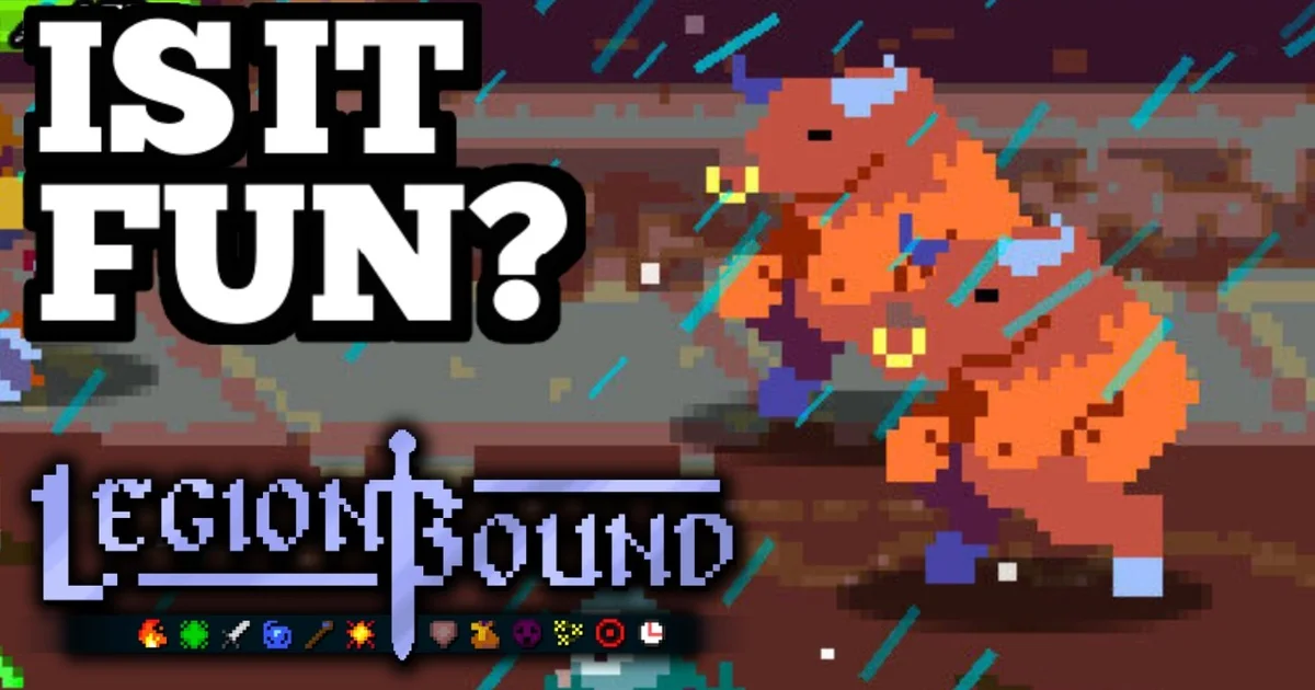 Legionbound roster screen showing rows of pixel-art hero sprites sorted by class with synergy highlight icons