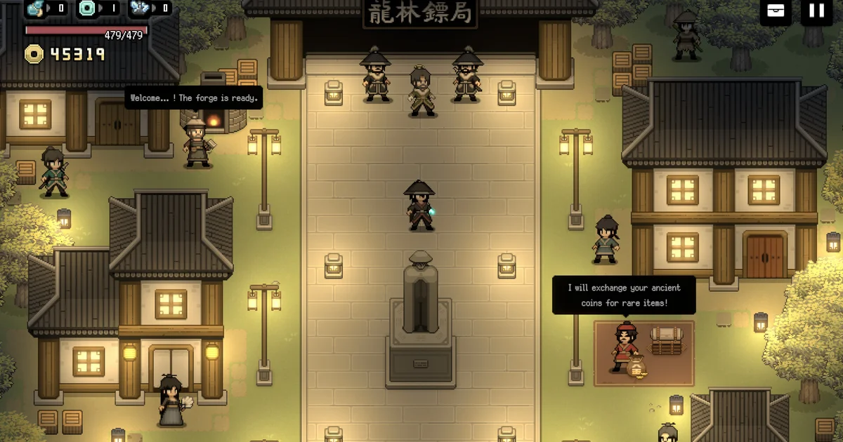 Murim Survival 1.0 combat screen with stylized martial arts hero mid-strike against a dense enemy wave in a ruined landscape