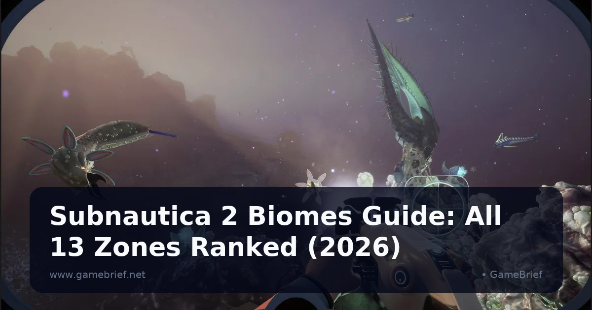 Subnautica 2 hydrothermal vents glowing red in a deep-water biome, creature silhouettes visible at depth